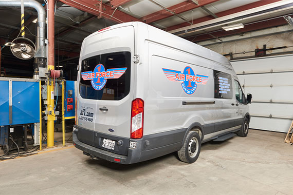 AF1 service van prepared for on-site installation of custom industrial blow off systems